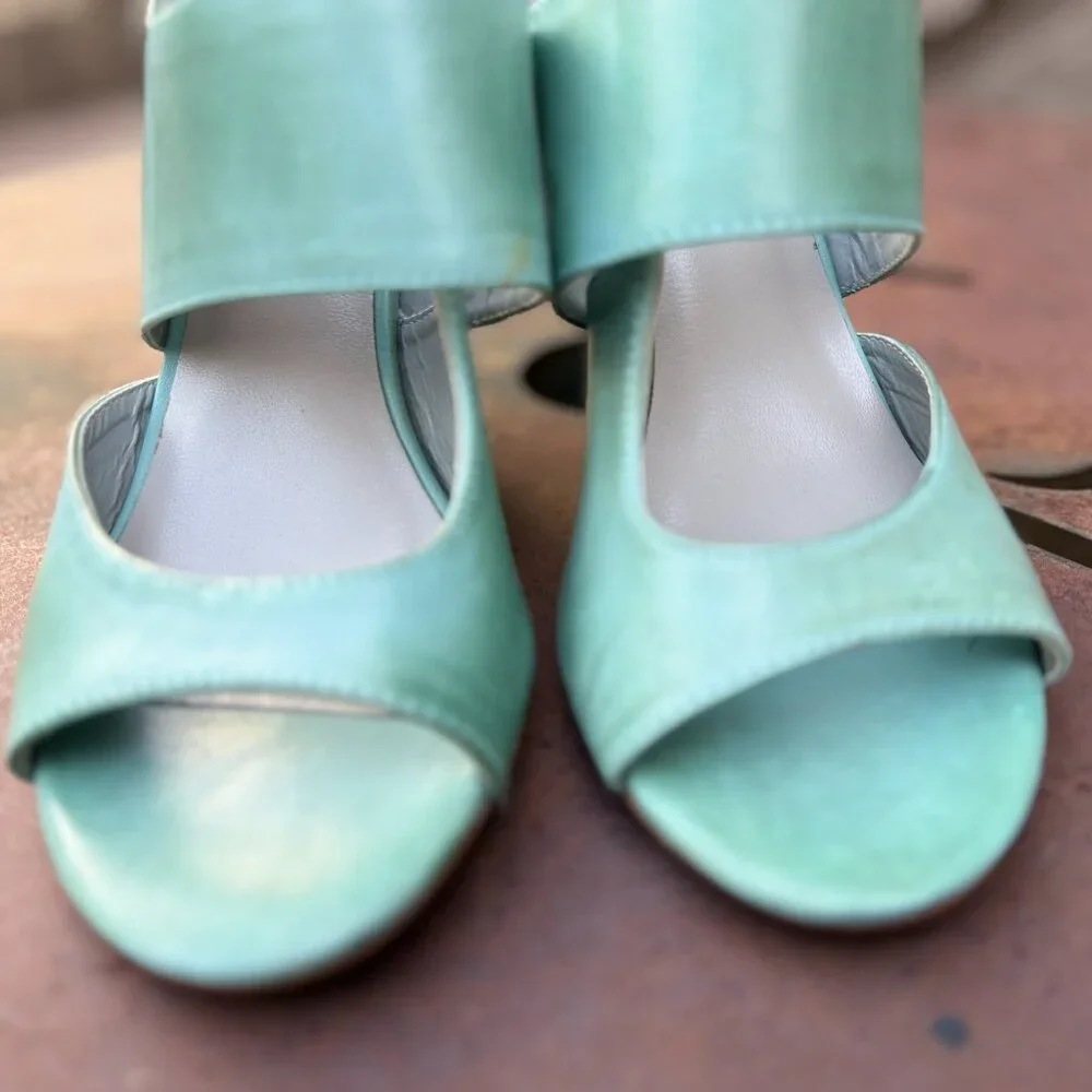Vintage Bronx Shay Aqua Slingback Wedge Sandal EU 37 / US 7